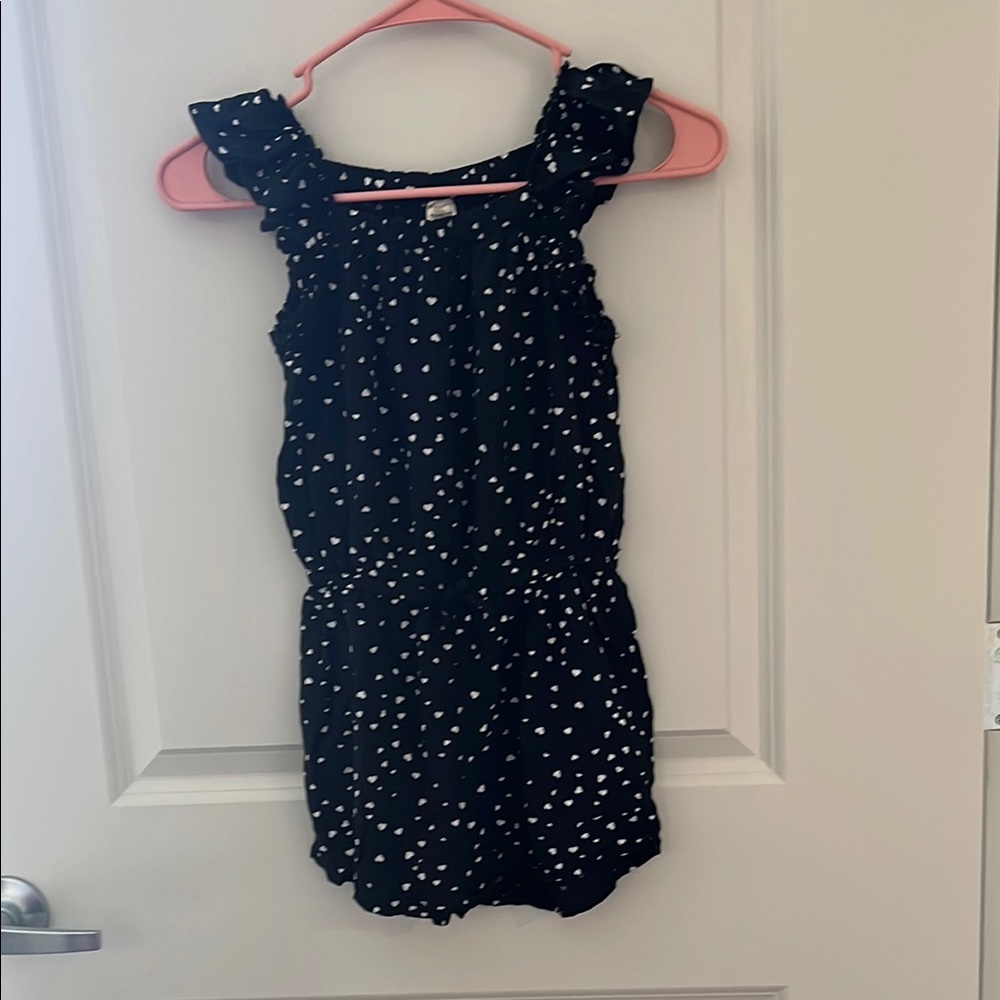 OshKosh B'gosh Black one piece shorts romper with White Hearts